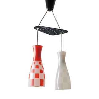 Diabolo Glass Shade Pendant Lamp, 1950s For Sale