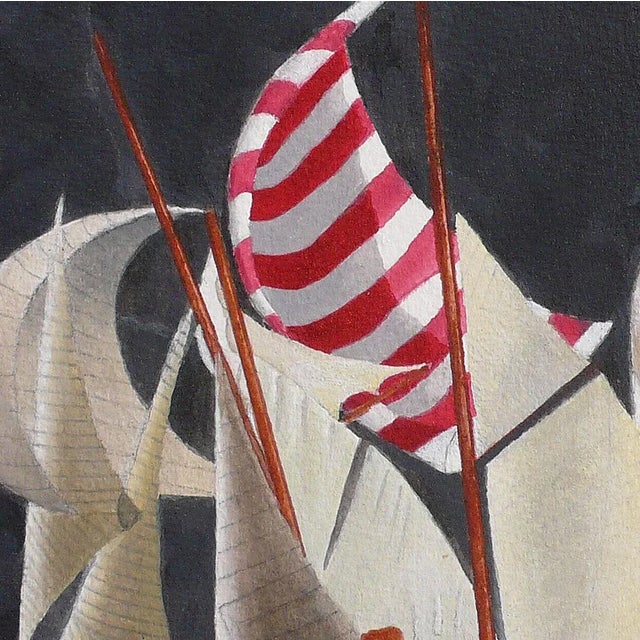 Contemporary Modern Nautical Acrylic on Paper Painting, "Sail 1" For Sale - Image 3 of 3