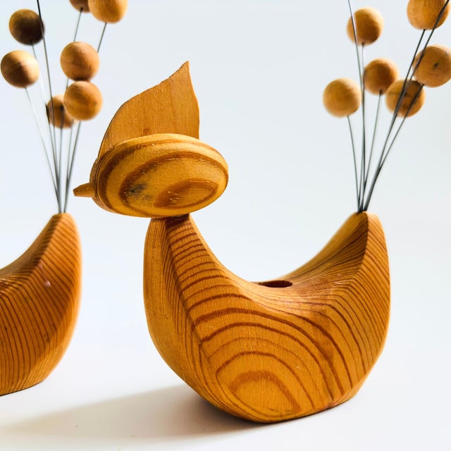 Mid-Century Modern Mid Century Scandinavian Wood Bird Candle Holders - Set of 2 For Sale - Image 3 of 9