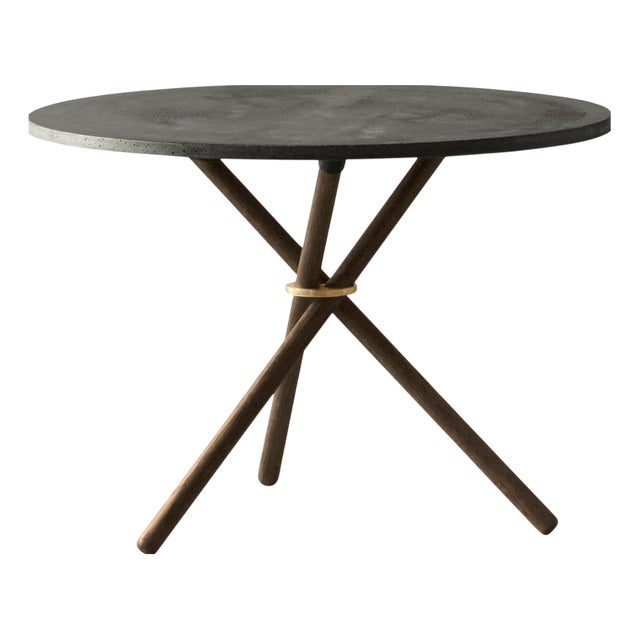 Daphne Coffee Table with Dark Concrete Top and Dark Oak Legs by Eberhart Furniture For Sale