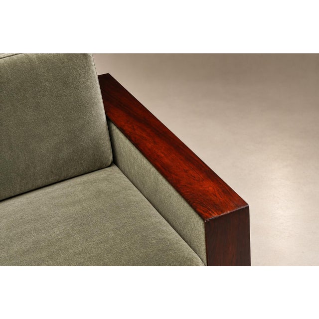 Celina Moveis Brazilian Modern Rosewood Sofa in Celadon Mohair by Celina, Brazil, 1960s For Sale - Image 4 of 18
