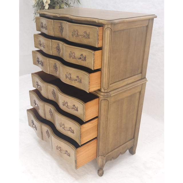 Pickled Solid Cherry Country French 6 Drawers High Chest Boy Dresser MINT! For Sale - Image 13 of 16