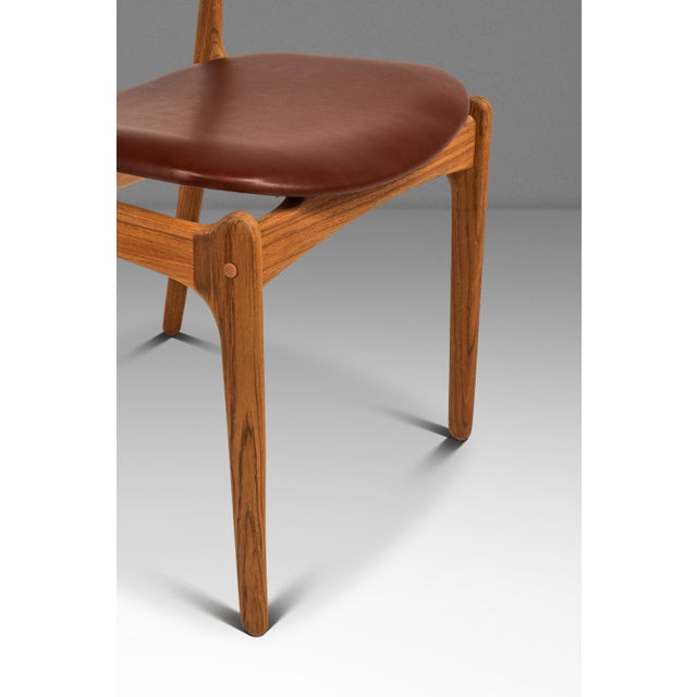 Set of Six (6) Bespoke Danish Modern Model 49 Dining Chairs in Teak & New Leather by Erik Buch for O. D. Møbler, Denmark, C. 1960s For Sale - Image 16 of 18