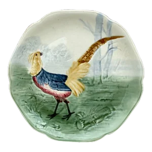 19th Century Majolica Pheasant Plate Choisy Le Roi