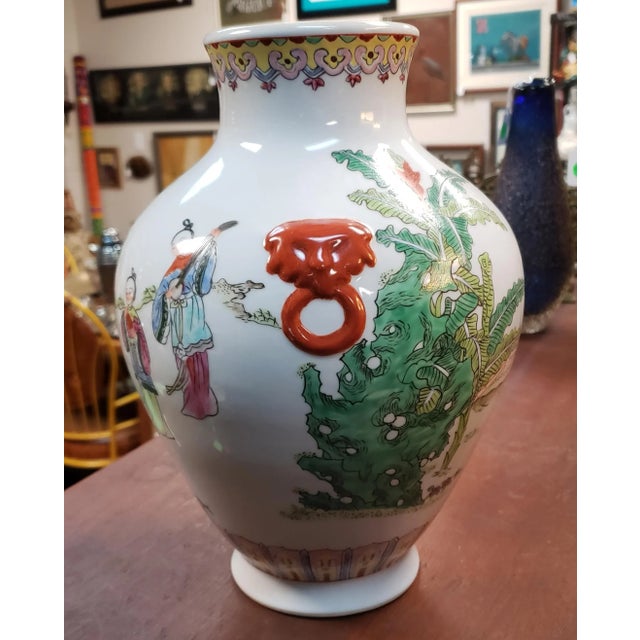 Chinese C. 1900 Chinese Famille Rose Porcelain Musician Motif Baluster Vase (Tongzhi Mark) For Sale - Image 3 of 9