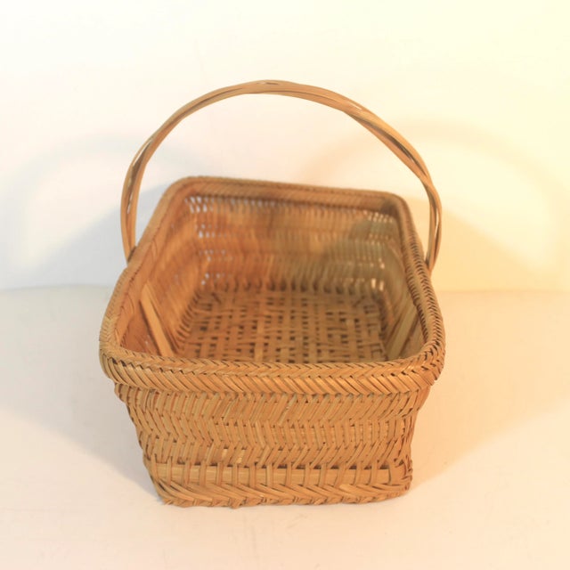 Vintage Woven Basket With Handle For Sale - Image 4 of 10