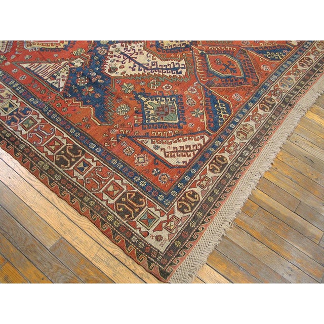 Raspberry Red Attractive Red Rust Color With Symmetric Design Antique Caucasian Dragon Sumak Rug For Sale - Image 8 of 8