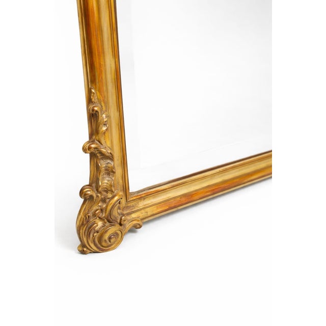 Brown Antique French Rococo Giltwood Floor Mirror, 1800s For Sale - Image 8 of 10