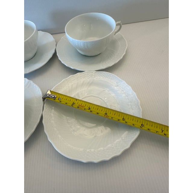 1900s Richard Ginory Italy Oversized White Tea Cup and Saucer - Set for Four(4) For Sale - Image 9 of 17