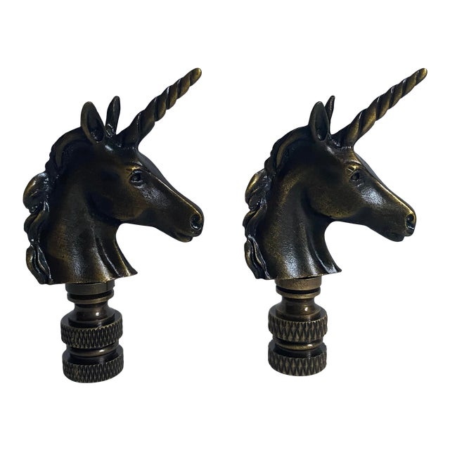 Bronze Unicorn Lamp Finials Pair Chairish