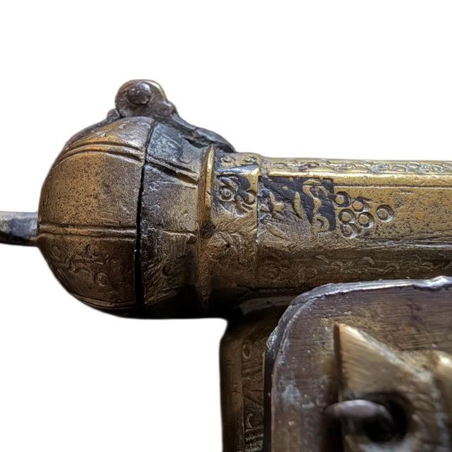 Metal 19th Century Ottoman Brass Traveling Scribe Pen Box & Inkwell - Signed "Sohrab" For Sale - Image 7 of 9