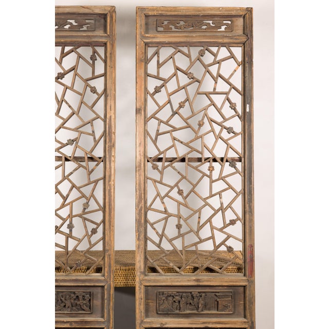 Pair of Chinese Hand-Carved Lattice Architectural Panels, circa 1900 For Sale In New York - Image 6 of 18