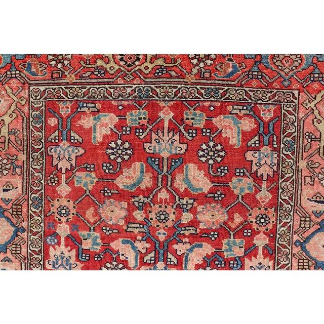 Textile Persian Antique Malayer Rug With Colorful Geometric All-Over Design in Reds For Sale - Image 7 of 11