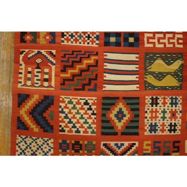 Extraordinary Red-Raspeberyy Background Color With Phenomenal Geometric Design Antique Tunisian Gafsa Rug For Sale - Image 4 of 12