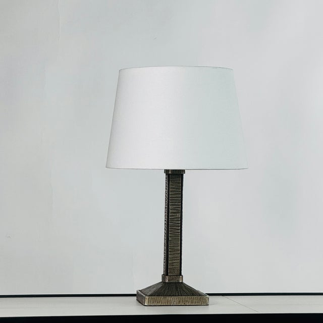 1930s 1930s Small French Art Deco Wrought Iron Lamp by Henri Fournet For Sale - Image 5 of 9