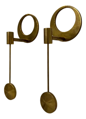 Wall-Hung Brass Candlesticks by Arthur Pe, 1960s, Set of 2