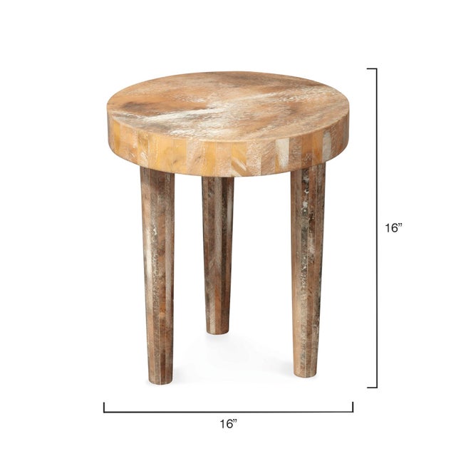 Transitional Artemis Side Table in Cream, Small For Sale - Image 3 of 6