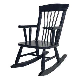 1990s Child's Spindle Back Solid Wood Rocking Chair For Sale