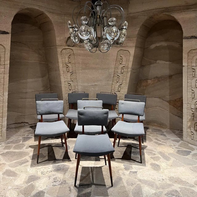 AMBIANIC presents Mexico City 1960s Set of Eight Chairs attributed to Arturo Pani. Special custom design unmarked. Solid...