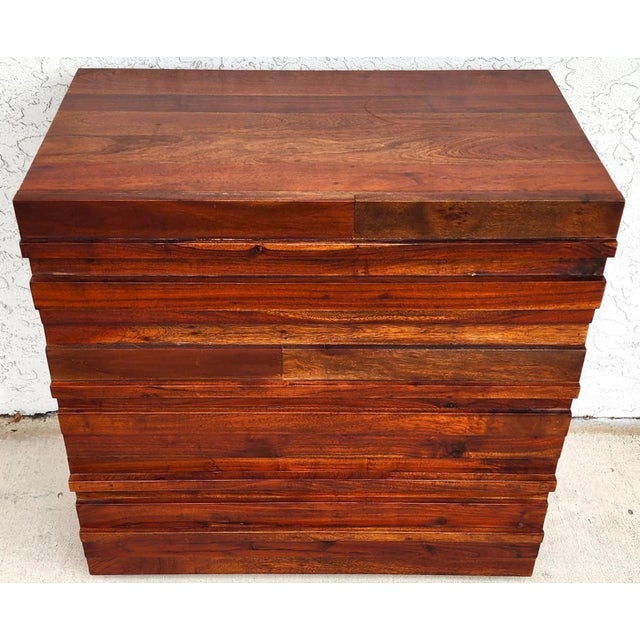 MCM Solid Exotic Wood Bachelor Chest & Nightstands Bedroom Suite For Sale - Image 4 of 18