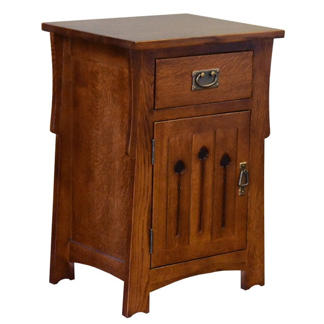 Mission Style Solid Quarter Sawn Oak Keyhole Nightstand For Sale In Chicago - Image 6 of 7