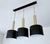 Very large Vintage Pendant lights featuring 3 black enameled shades with a large gold anodized finials , originally the...