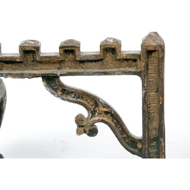 Metal Antique Brass Fireplace Andirons For Sale - Image 7 of 7
