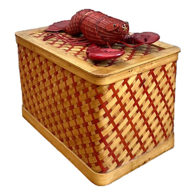 Vintage Shanghai Weave Rattan Lobster Box For Sale