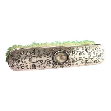 Silver Brush with Raised Floral Motifs For Sale