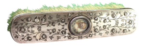 Silver Brush with Raised Floral Motifs