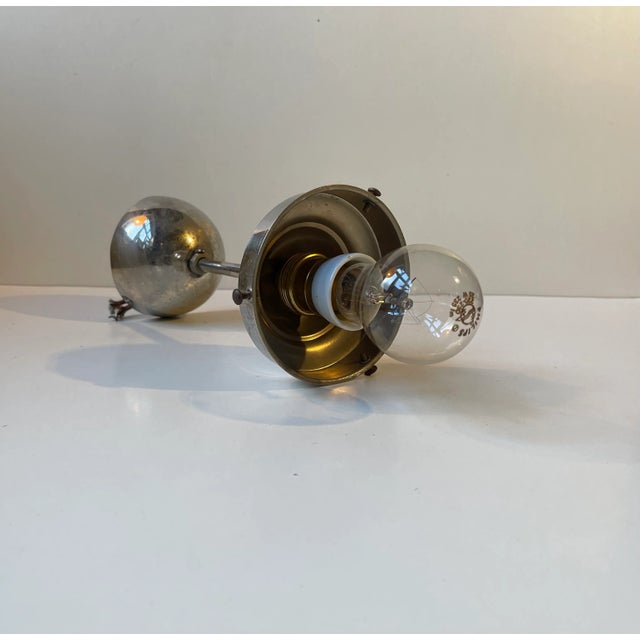 1930s Scandinavian Art Deco Pendant Lamp in Nickel and Colored Glass, 1930s For Sale - Image 5 of 10