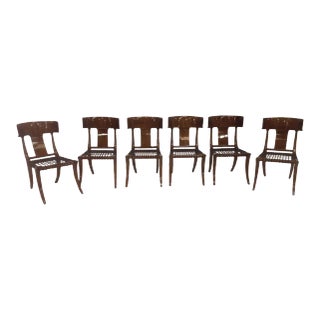 Mid-Century Klismos Style Dining Chairs - Set of 6 For Sale