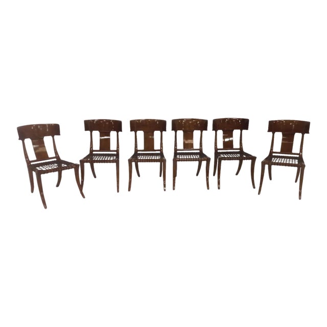 Mid-Century Klismos Style Dining Chairs - Set of 6 For Sale