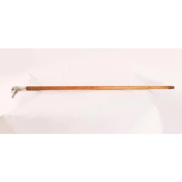 This is a beautiful Antique English sterling silver duck head handle walking stick bearing hallmarks for London 1909. This...