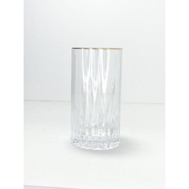 Set of 6 1990s Mikasa Golden Lights Crystal Highball Tumbler Glasses