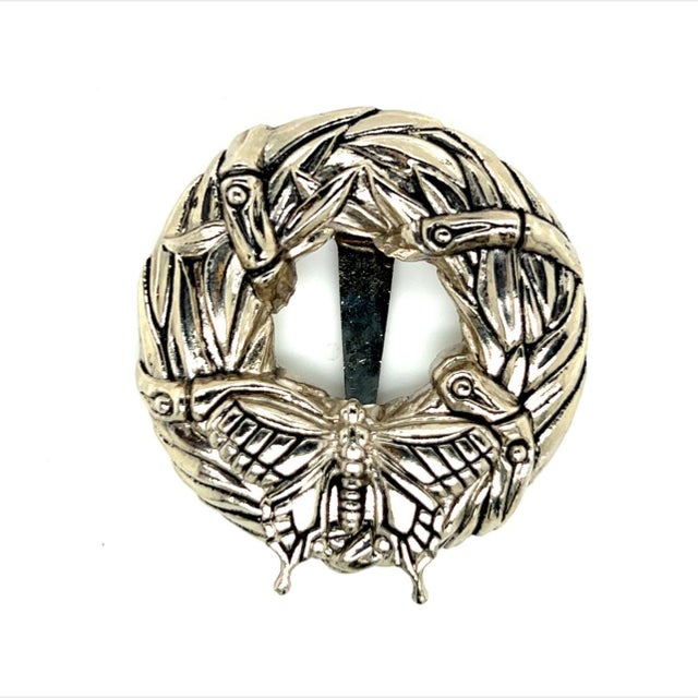 1990s John Hardy Estate Butterfly + Bamboo Brooch Rhodium Plated For Sale - Image 4 of 4