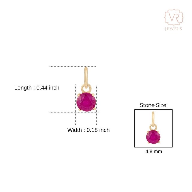 Brilliant Cut Ruby Solitaire Pendant in 14k Yellow Gold For Sale - Image 9 of 12