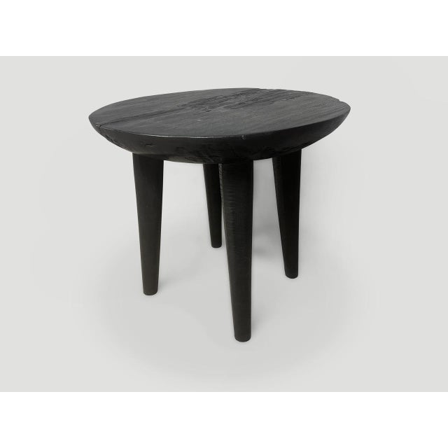 Contemporary Andrianna Shamaris Minimalist Charred Round Side Table For Sale - Image 3 of 5