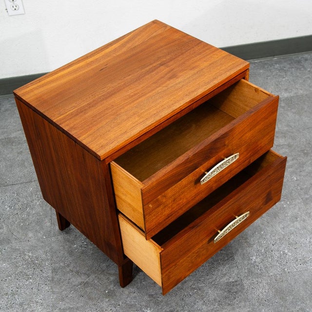 1960s End Side Table Solid Walnut Ace Hi 2 Drawer, Attributed For Sale - Image 10 of 11
