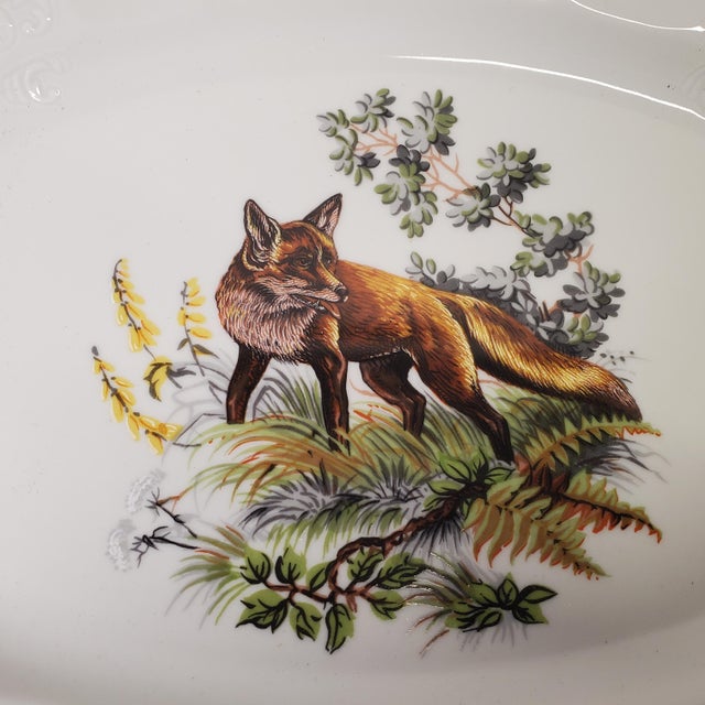 wonderful images of fox (center), with boar and rabbit at the ends. 13.5" platter, like new. by Bernadotte. great nature/...