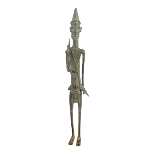 Vintage Dogon Bronze Standing Male Figure Sculpture Giacometti Style Mali 17" H