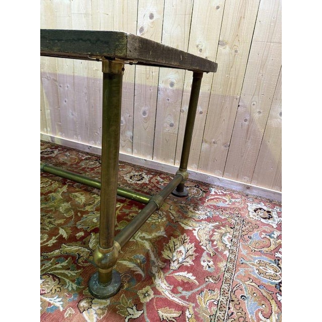 Workbench in Oak and Brass For Sale - Image 5 of 9