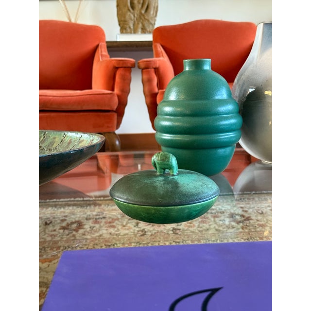 Art Deco Green Ceramic Bowl / Vide Poche, Angelo Biancini, Società Ceramica Italiana, Laveno Italy 1930s For Sale - Image 6 of 12