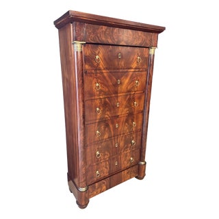 Tall French Empire Chest of Drawers, 1840 For Sale