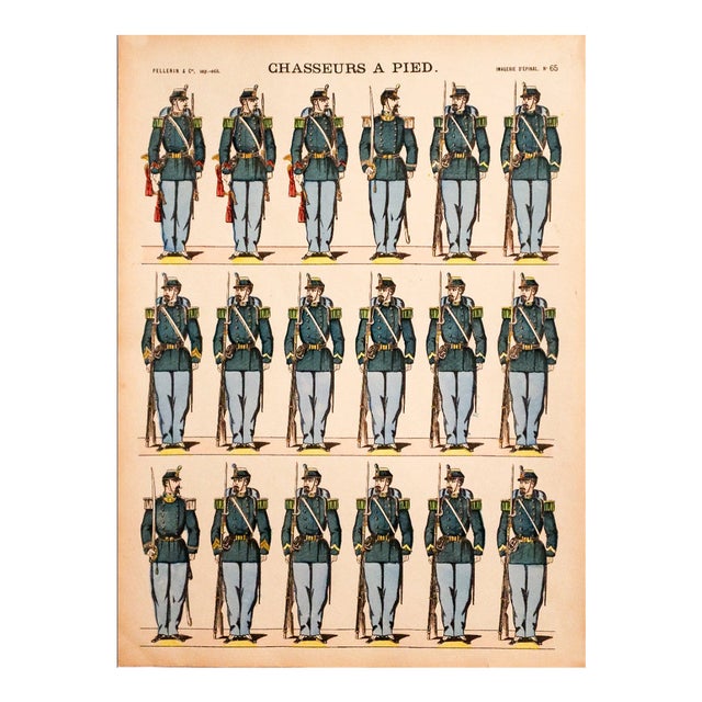 1880s - 1890s French Military Print - Imagerie d'Épinal #65 - Chasseurs À Pied For Sale