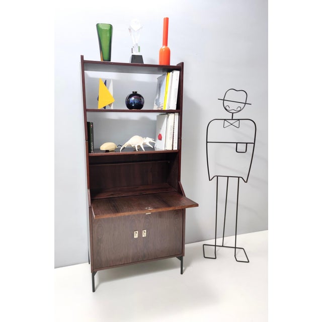 Claudio Salocchi Vintage Walnut Secretaire with Bookshelf by Claudio Salocchi for Luigi Sormani, 1950s For Sale - Image 4 of 14