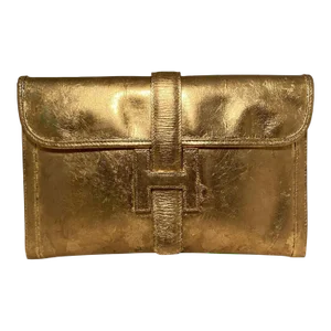 Vintage Hermes Gold Foil Jige Pm Clutch
