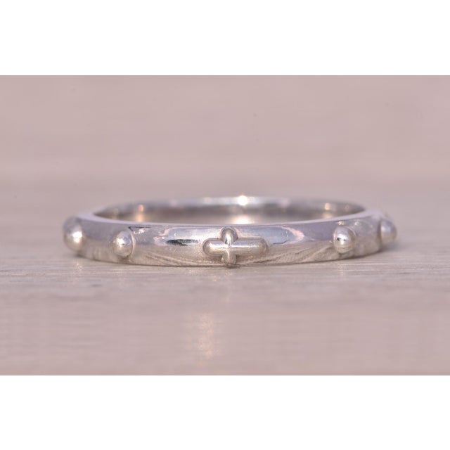 Contemporary The Hap: White Gold Rosary Cross Band For Sale - Image 3 of 10
