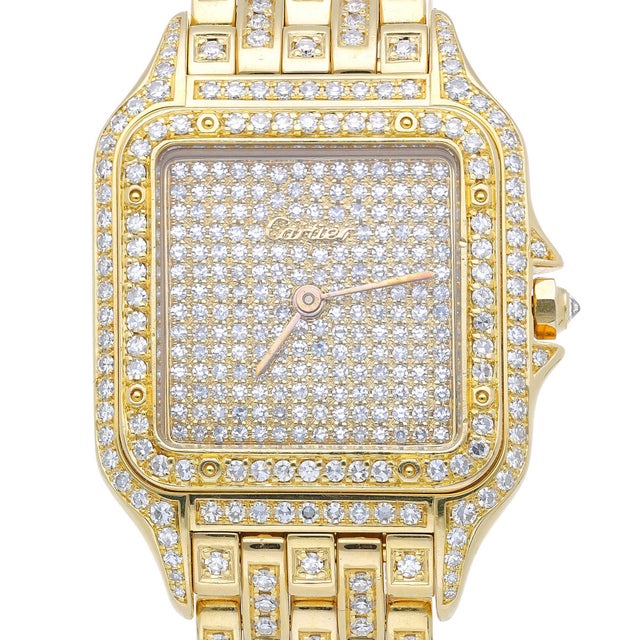 A Cartier Panthère Jumbo ref. 883969 ladies wristwatch in 18K yellow gold with factory diamond-set pavé dial, diamond-set...