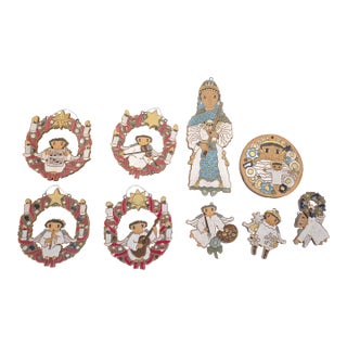 Christmas Ceramic Ornaments Handcrafted by Benedictine Monks at St. Andrew's Abbey in California. For Sale